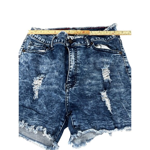Distressed Denim High-Waisted Shorts Size 11 By Blue Co. - Picture 5 of 8